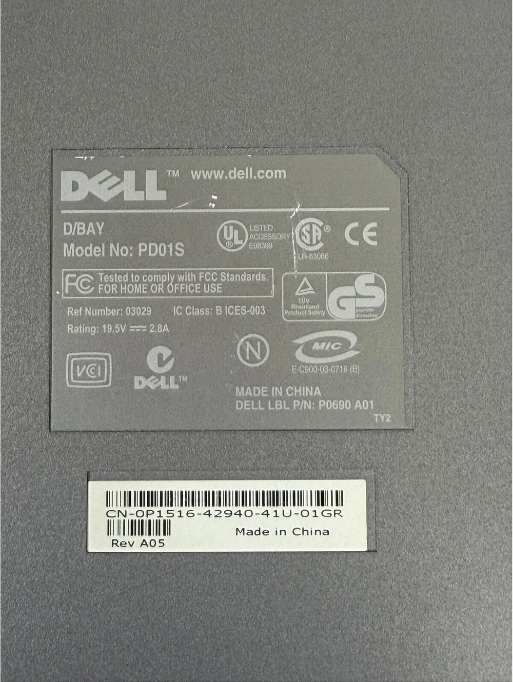 Dell D/Bay DVD-ROM Drive Model PD01S Vintage Laptop Accessory A-11